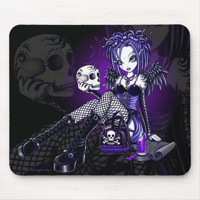 Ängel Mousepad för skalle "för Gabriella" Goth Musmatta (Framsidan)