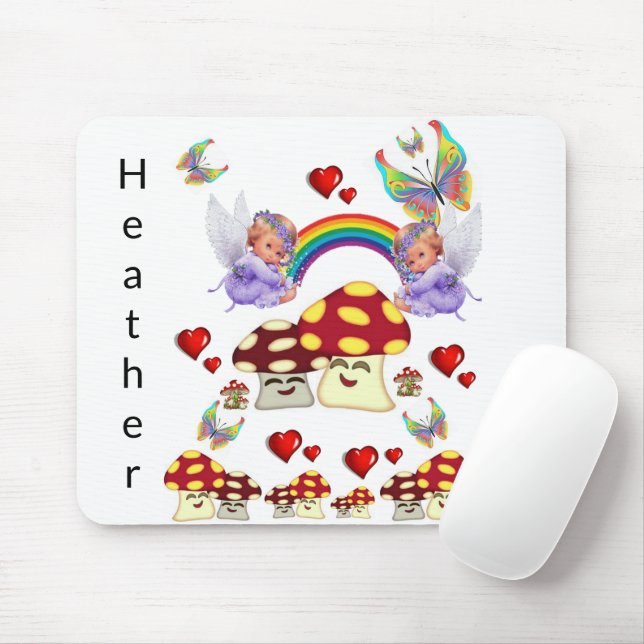 Angel Mushroom Hearts Mouse Pad! Muspets Musmatta (Med mus)
