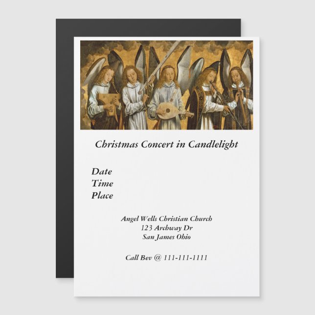 Angel Musician c1480 Magnetisk Inbjudningskort (Fram/baksida)