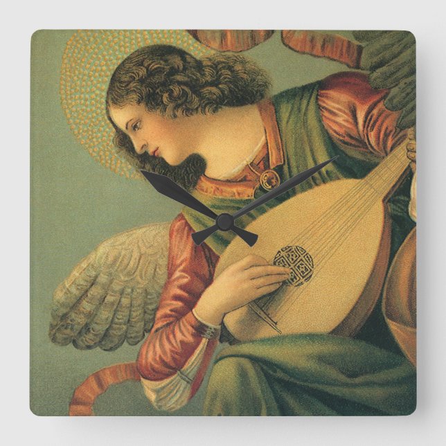 Angel Musician, Melozzo da Forli, Renaissance Art Fyrkantig Klocka (Framsida)