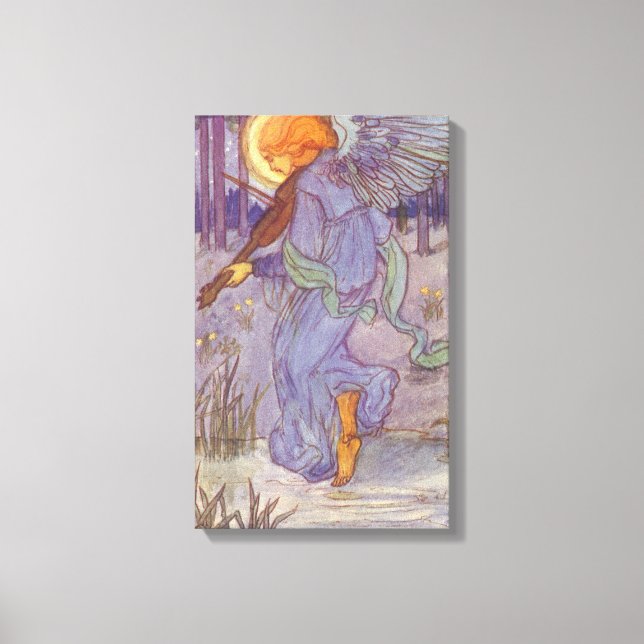 Angel Musician spelar violin, Vintage Music Canvastryck (Framsida)