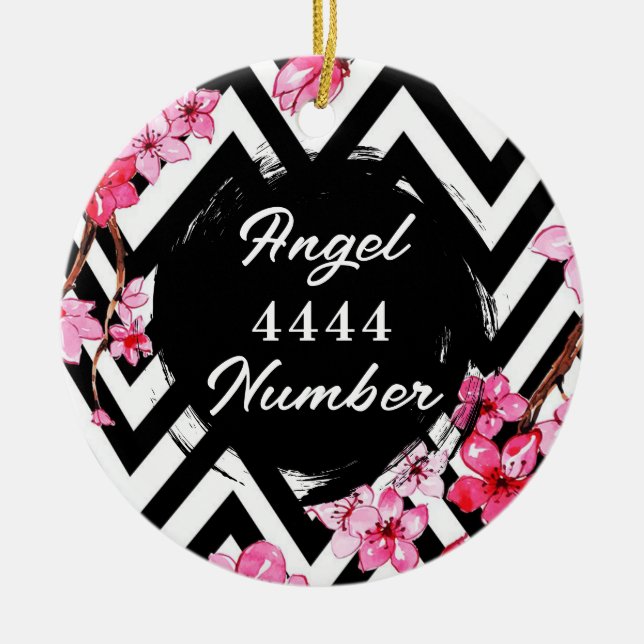 Angel Numberr "4444" Julgransprydnad Keramik (Framsidan)