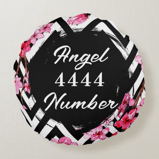 Angel Numberr "4444" Rund Kudde (Baksidan)