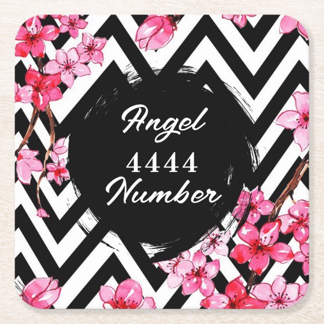 Angel Numberr "4444" Underlägg Papper Kvadrat (Framsidan)