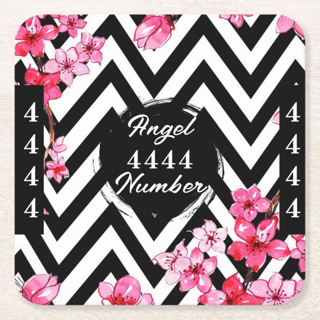 Angel Numberr "4444" Underlägg Papper Kvadrat (Framsidan)