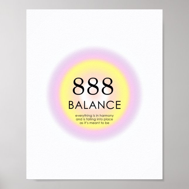 Angel Numres Numerology betyder 888 Balance Poster (Framsidan)
