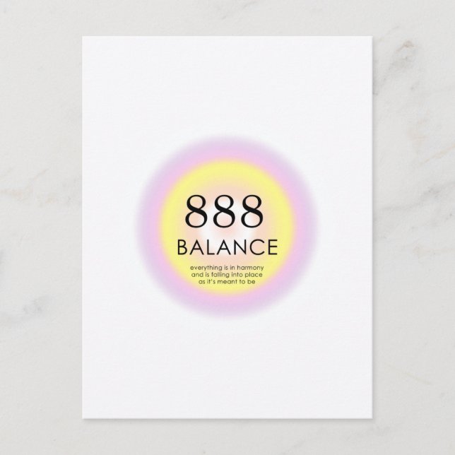 Angel Numres Numerology betyder 888 Balance Vykort (Framsida)