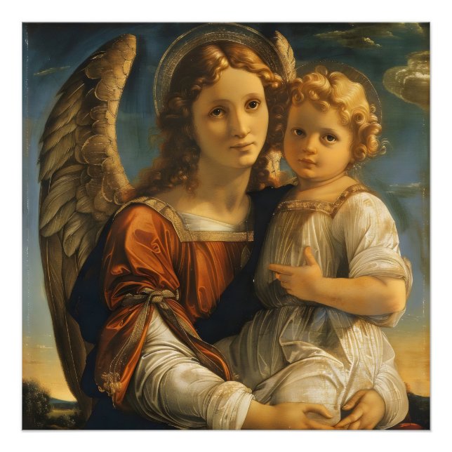 Angel och Baby Jesus Fototryck (Framsidan)