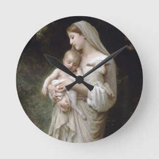 Ängel och baby Jesus Rund Klocka