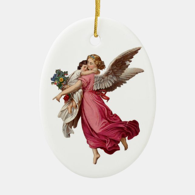 Ängel och barn julgransprydnad keramik (Framsidan)