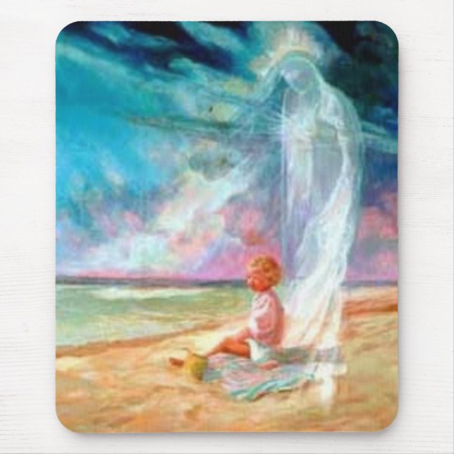 Ängel och barn på stranden Mousepad Musmatta (Framsidan)