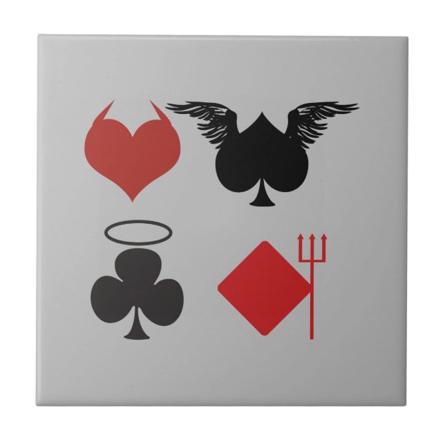 Angel och Djävulen Card Kostym Grått Kakelplatta (Framsidan)
