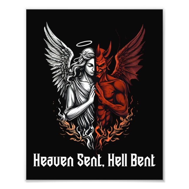 Angel och Djävulen halv himlen Sent helvetet Bent Fototryck (Framsidan)