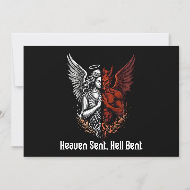Angel och Djävulen halv himlen Sent helvetet Bent Inbjudningar (Framsida)