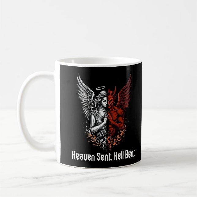 Angel och Djävulen halv himlen Sent helvetet Bent Kaffemugg (Vänster)