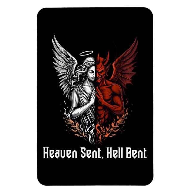 Angel och Djävulen halv himlen Sent helvetet Bent Magnet (Vertikal)