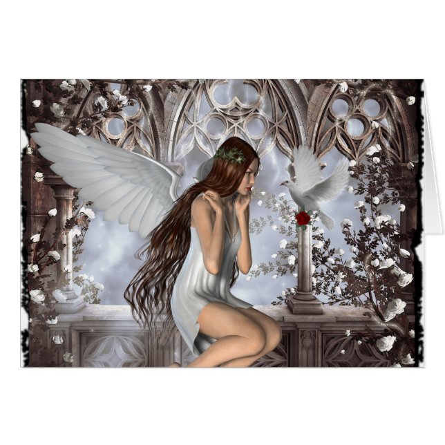 Angel och Hennes Dove Hälsningskort (Framsidan Horizontal)