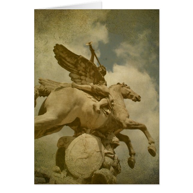 Angel och Horse Statue Hälsningskort (Framsidan)