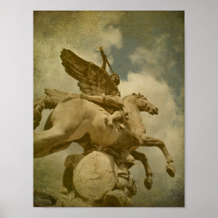 Angel och Horse Statue Poster