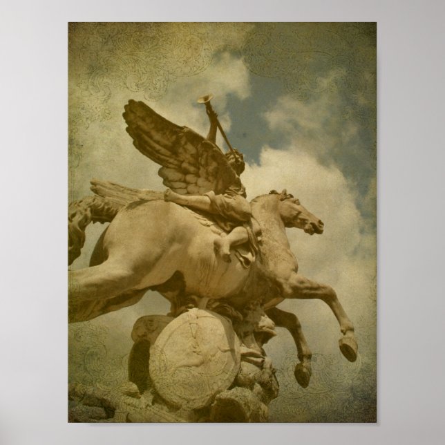 Angel och Horse Statue Poster (Framsidan)