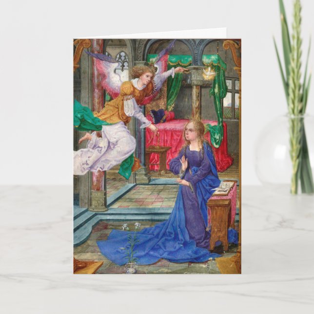 Angel och Mary medieval art Bok of Hours Helgkort (Framsida)