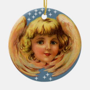 Angel och stjärnor julgransprydnad keramik