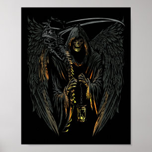 Angel of Death Grim Reaper Scary Halloween Occult Poster