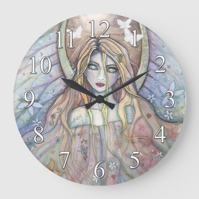 Angel of Hope Fantasy Art Clock Stor Klocka (Framsida)