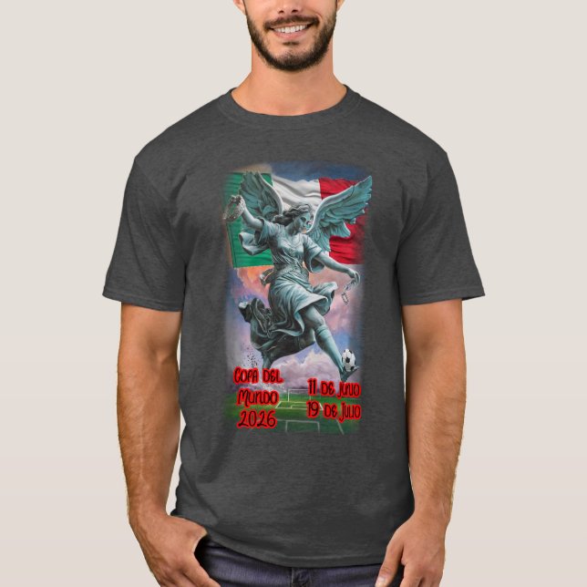 Angel of Independence plays Soccer on a Grey T Shirt (Framsida)