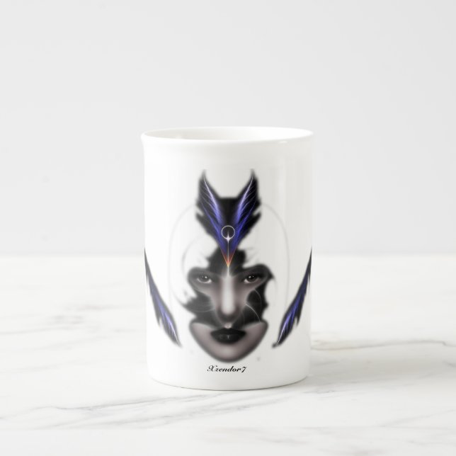 Angel Öga Vingar Vind Fractal Bone China Mugg Benporslin Mugg (Framsidan)