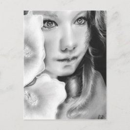 Angel Ögon Girl Flower vycard Vykort