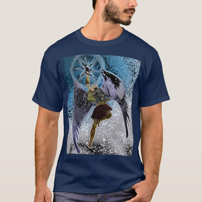Angel on Blue  Airbrush V1 T Shirt (Framsida)