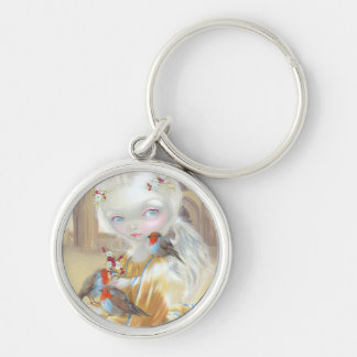 "Ängel på den Glastonbury abbeyen" Keychain Rund Silverfärgad Nyckelring