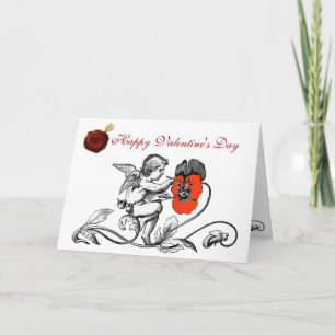 ANGEL PAINTING RED FLOWER VALENTINE'S DAY VAX SEAL HELGKORT