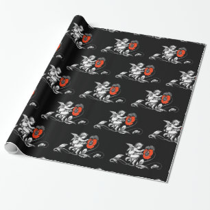 ANGEL PAINTING RED FLOWERS Black White-jul Presentpapper