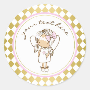 Angel Party Stickers-Guld & Rosa Runt Klistermärke