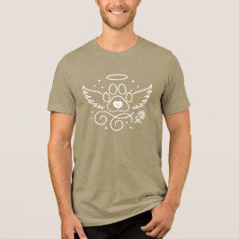 Angel Paw-utskrift med Vingar & Halo - Pet Memoria T Shirt