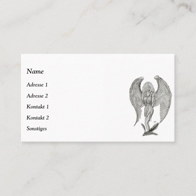 Angel, Pencil Art Visitkort (Framsida)