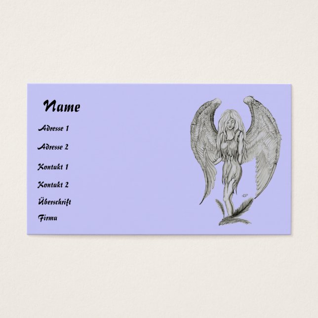 Angel Pencil teckning Visitkort (Framsidan)
