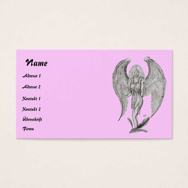 Angel Pencil teckning Visitkort (Framsidan)