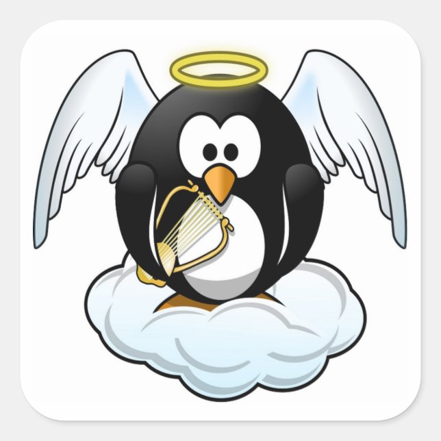 ANGEL PENGUIN FYRKANTIGT KLISTERMÄRKE (Framsida)