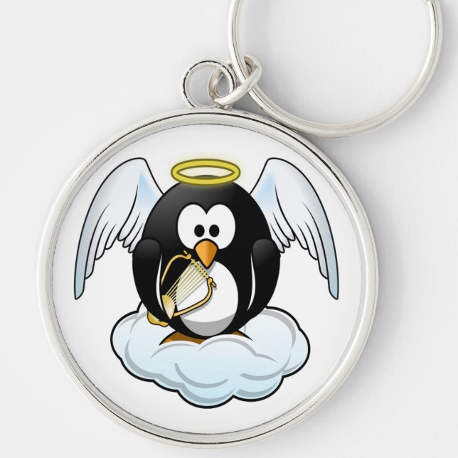 ANGEL PENGUIN RUND SILVERFÄRGAD NYCKELRING (Framsidan)