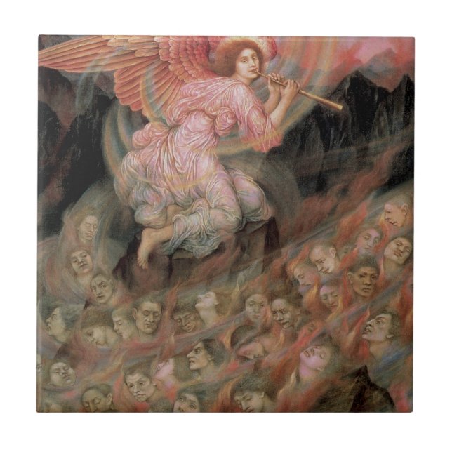 Angel Piping till själar i helvetet av Evelyn De M Kakelplatta (Framsidan)