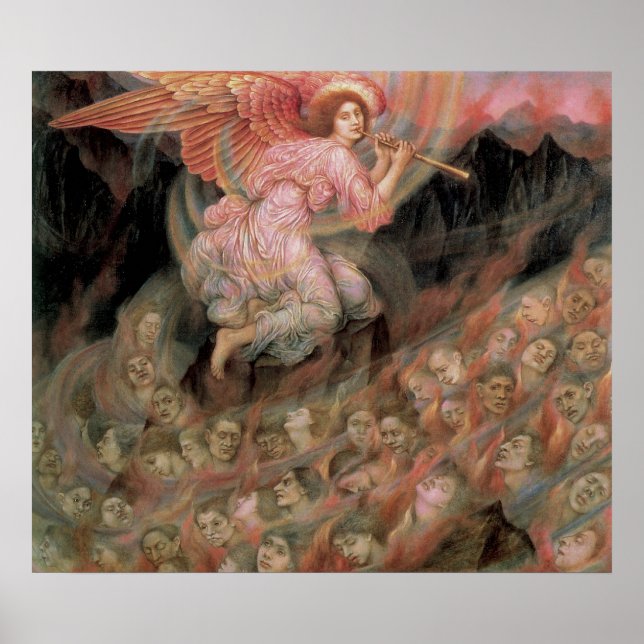 Angel Piping till själar i helvetet av Evelyn De M Poster (Framsidan)