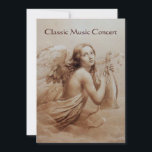 ANGEL PLAYING LYRA ÖVER KLOPPERNA,champagne Inbjudningar<br><div class="desc">Elegant,  konstnärlig och klassisk vattenfärgsmålning i vit sepia, brunt färg,  omformad från 18:e århundradets italienska bra art.Champagne metallisk papper version.</div>