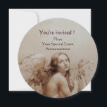 ANGEL PLAYING LYRA ÖVER NEDLÄGGNINGARNA,Monogram S Inbjudningar<br><div class="desc">Elegant,  konstnärlig och klassisk vattenfärgsmålning i vit sepia, brunt färg som har vidareutvecklats från 18:e århundradets italienska bra art.</div>
