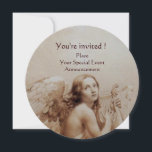 ANGEL PLAYING LYRA ÖVER NEDLÄGGNINGARNA,Monogram S Inbjudningar<br><div class="desc">Elegant,  konstnärlig och klassisk vattenfärgsmålning i vit sepia, brunt färg som har vidareutvecklats från 18:e århundradets italienska bra art.</div>