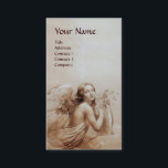 ANGEL PLAYING LYRA ÖVER NEDLÄGGNINGEN VISITKORT<br><div class="desc">Elegant,  konstnärlig och klassisk vattenfärgsmålning i vit sepia, brunt färg,  omformad från 18:e århundradets italienska bra art .</div>