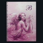 ANGEL PLAYING LYRA ÖVER NEDLÄGGNINGENS Rosa Anteckningsbok<br><div class="desc">Konstgjord och klassisk vattenfärgsmålning i vit rosa lila färg,  omformad från 1800-talets italienska bra art</div>
