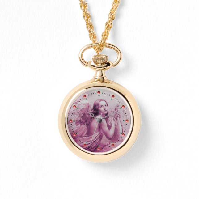 ANGEL PLAYING LYRA ÖVER NEDLÄGGNINGENS Rosa Armbandsur (Framsida)